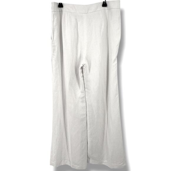 Karl Lagerfeld Paris Sailor Button Linen Wide Leg Pants Womens Size 14 White - Picture 4 of 8